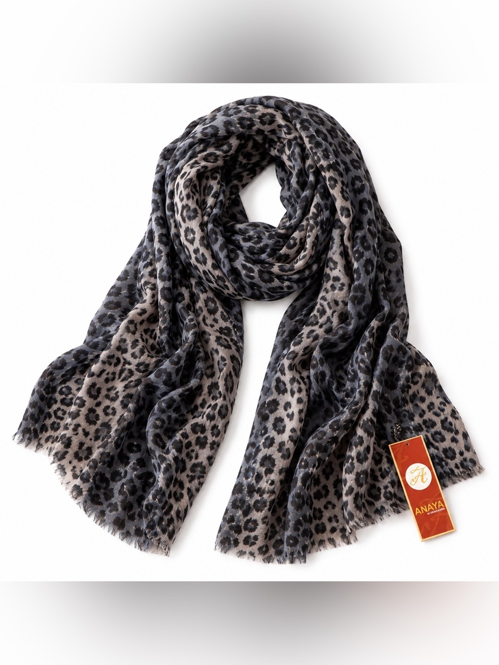 Anaya Leopard-Print Wrap in Black and Gray